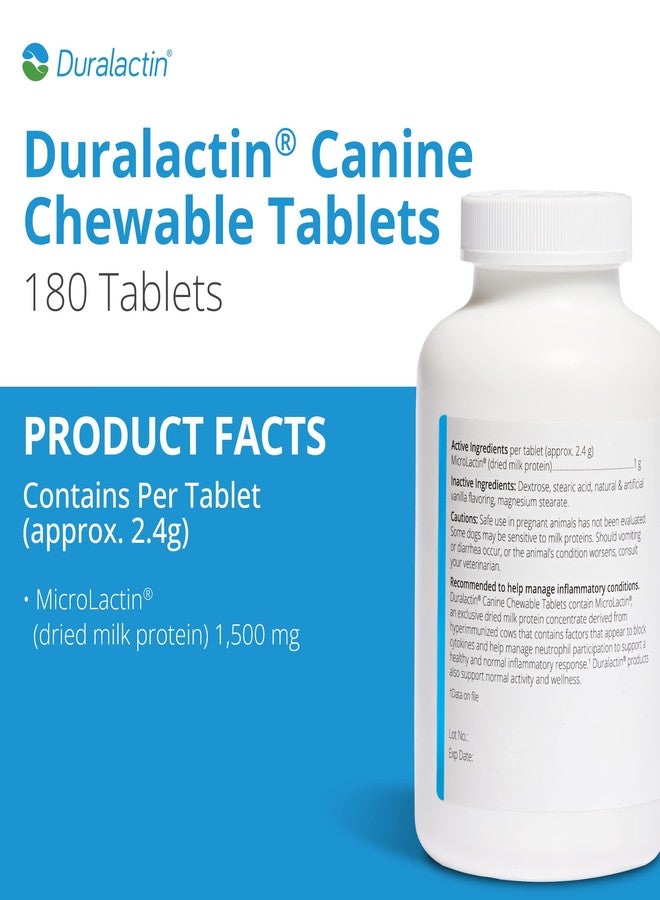 PRN Pharmacal Duralactin Canine Chewable Tablets - Joint Health Supplement for Dogs & Puppies - Contains Milk Protein - Vanilla Flavor - 180 Chews - Image 2